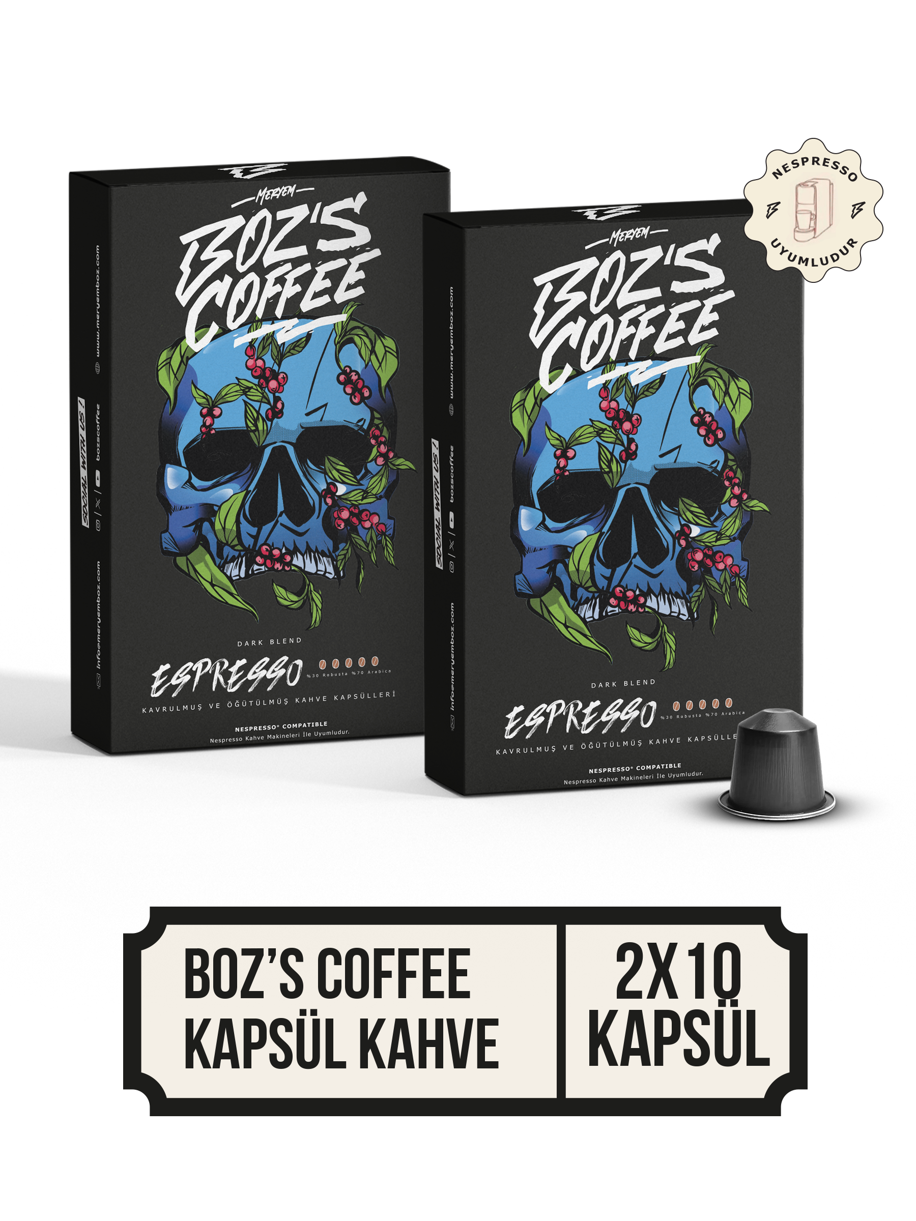 Dark Blend Nespresso Uyumlu Kapsül Kahve - 2'li Paket 20 Adet Kapsül